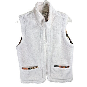 ORVIS Vest Jacket Sherpa Hobo Country Tapestry Trim Pocket Cream Women's Small